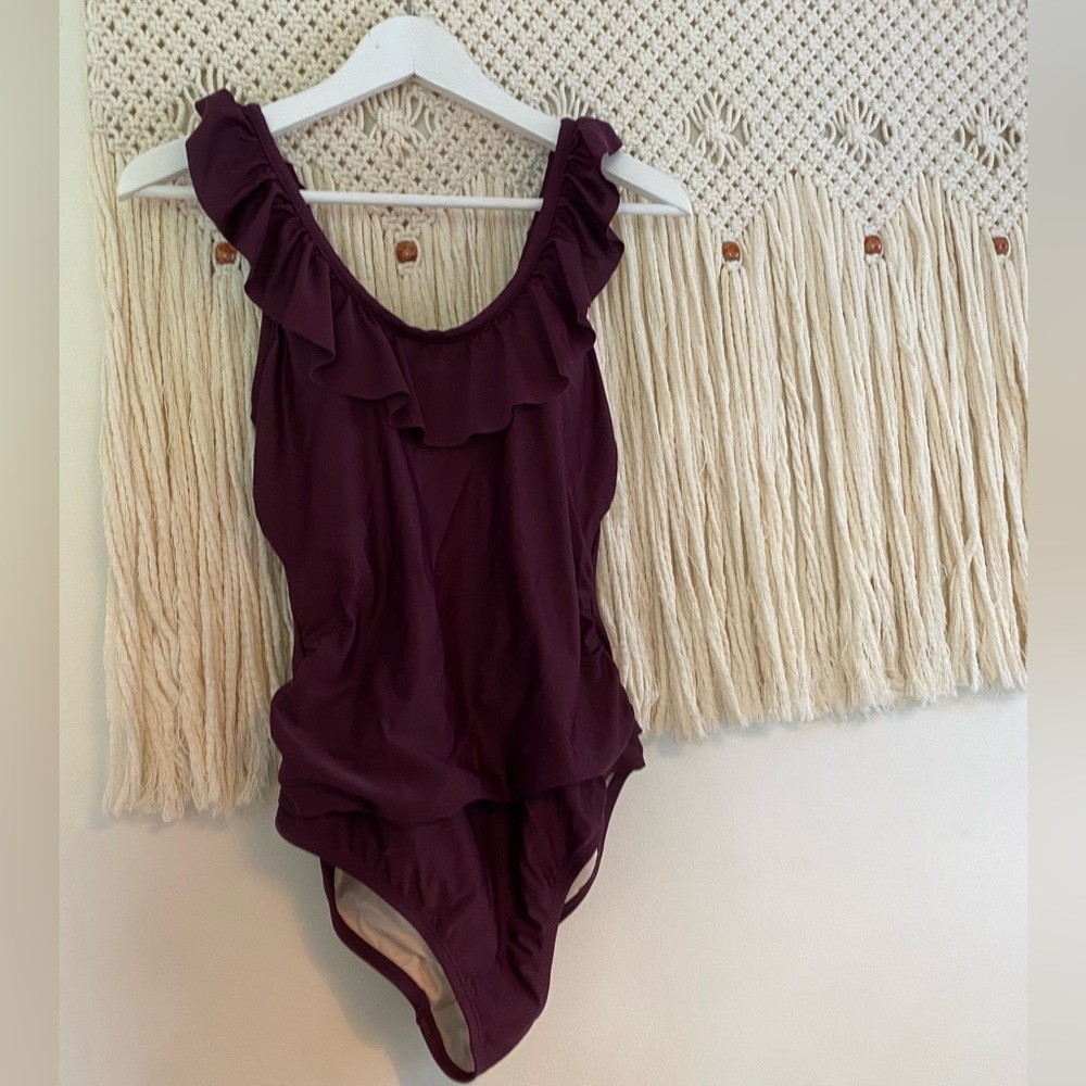 Eggplant Ruffle One Piece suit
